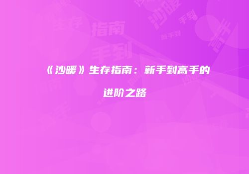 《沙暖》生存指南：新手到高手的进阶之路
