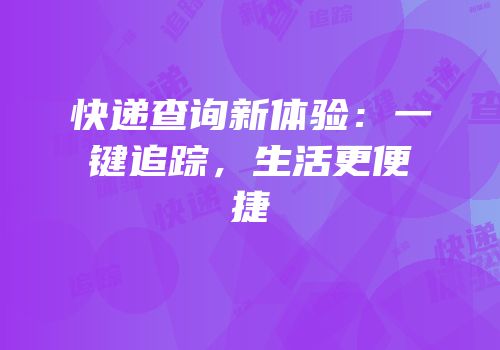 快递查询新体验：一键追踪，生活更便捷