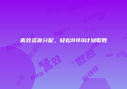 高效资源分配，轻松BBQ计划取胜