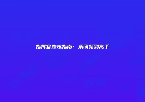 指挥官修炼指南：从萌新到高手