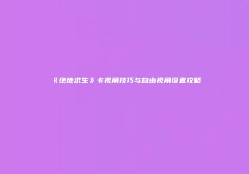 《绝地求生》卡视角技巧与自由视角设置攻略