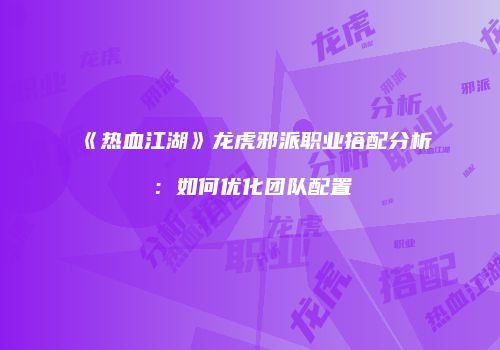 《热血江湖》龙虎邪派职业搭配分析:如何优化团队配置