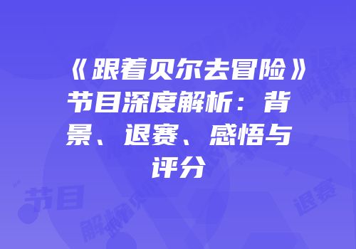 《跟着贝尔去冒险》节目深度解析：背景、退赛、感悟与评分