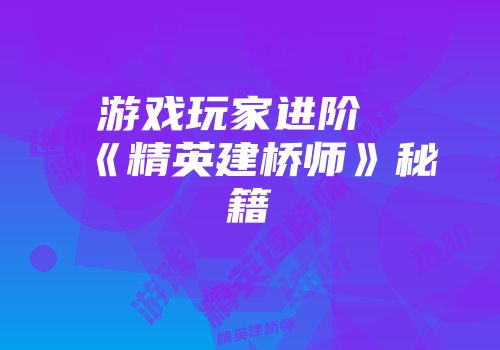 游戏玩家进阶《精英建桥师》秘籍