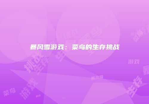 暴风雪游戏：菜鸟的生存挑战