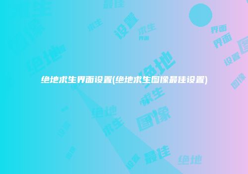 绝地求生界面设置(绝地求生图像最佳设置)
