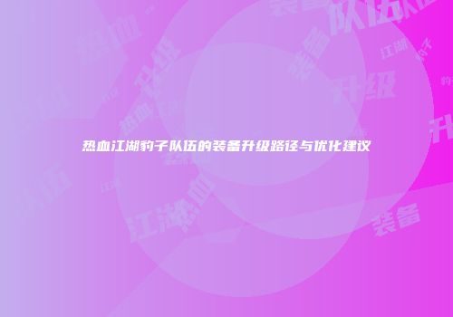 热血江湖豹子队伍的装备升级路径与优化建议