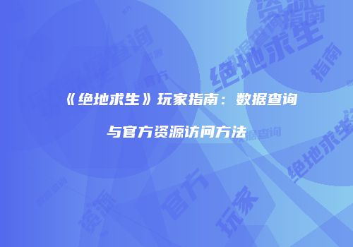《绝地求生》玩家指南：数据查询与官方资源访问方法