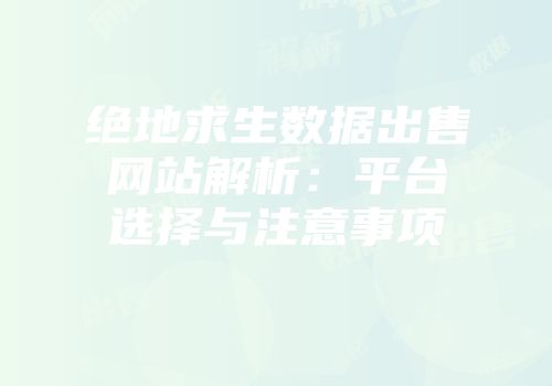 绝地求生数据出售网站解析：平台选择与注意事项