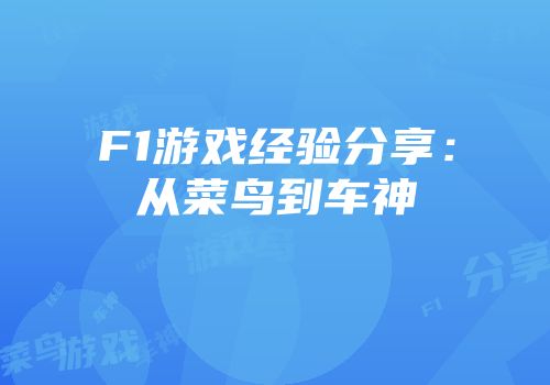 F1游戏经验分享：从菜鸟到车神
