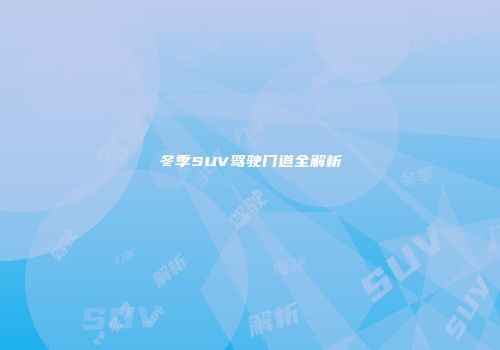 冬季SUV驾驶门道全解析