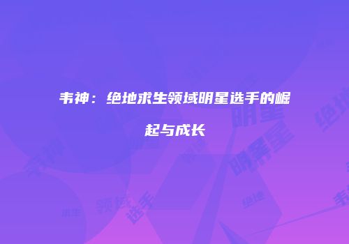 韦神：绝地求生领域明星选手的崛起与成长