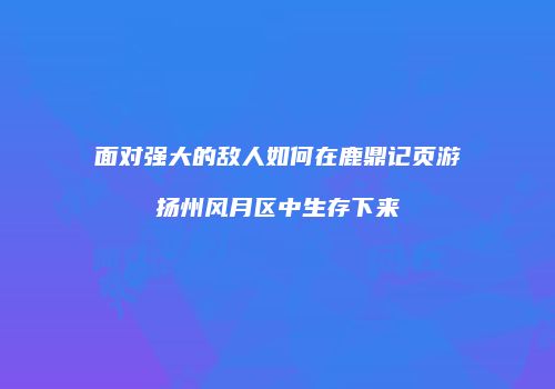 面对强大的敌人如何在鹿鼎记页游扬州风月区中生存下来