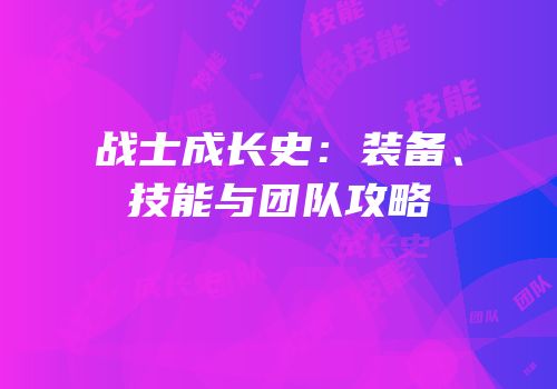 战士成长史：装备、技能与团队攻略