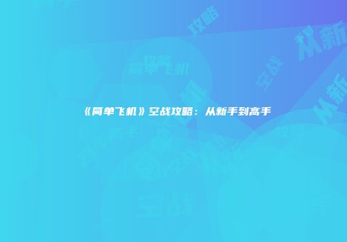 《简单飞机》空战攻略：从新手到高手