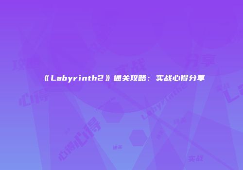 《Labyrinth2》通关攻略：实战心得分享