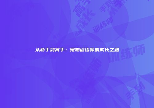 从新手到高手：宠物训练师的成长之路