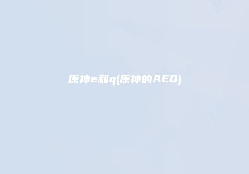 原神e和q(原神的AEQ)