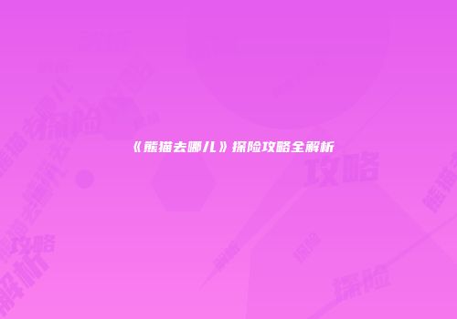 《熊猫去哪儿》探险攻略全解析