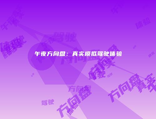 午夜方向盘：真实模拟驾驶体验
