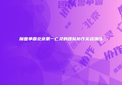 魔兽争霸北京第一亡灵的团队协作实战演练