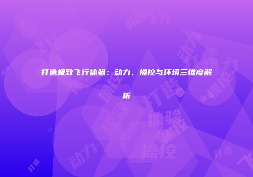 打造极致飞行体验：动力、操控与环境三维度解析