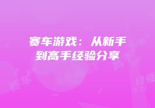 赛车游戏：从新手到高手经验分享