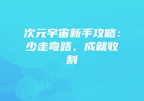 次元宇宙新手攻略：少走弯路，成就收割
