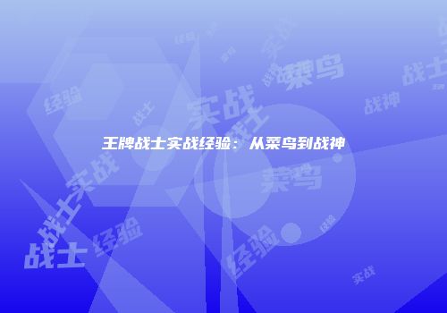 王牌战士实战经验：从菜鸟到战神
