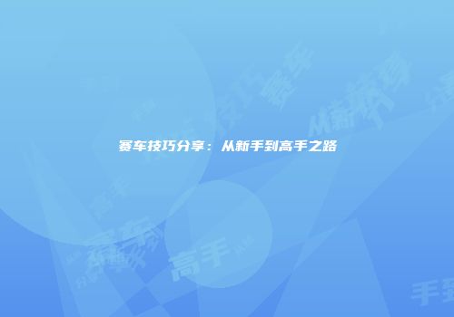 赛车技巧分享：从新手到高手之路