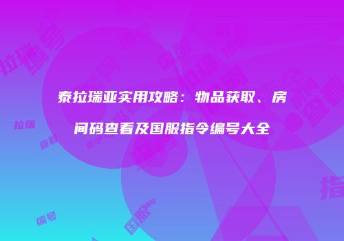 泰拉瑞亚实用攻略：物品获取、房间码查看及国服指令编号大全