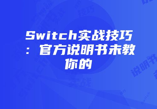 Switch实战技巧：官方说明书未教你的