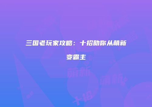 三国老玩家攻略：十招助你从萌新变霸主