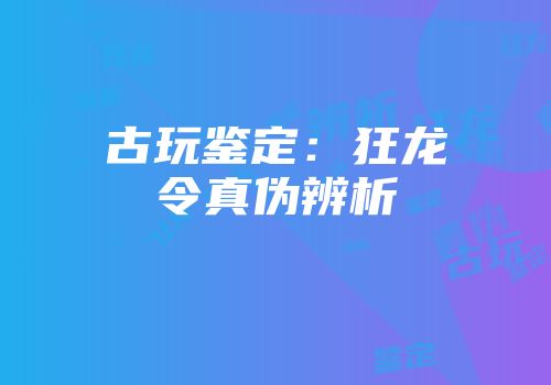 古玩鉴定：狂龙令真伪辨析