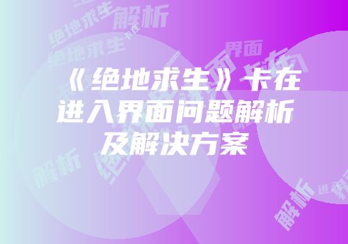 《绝地求生》卡在进入界面问题解析及解决方案