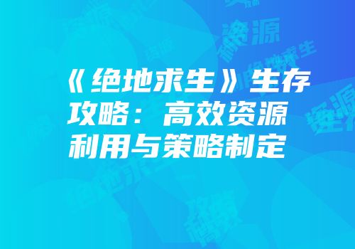 《绝地求生》生存攻略：高效资源利用与策略制定