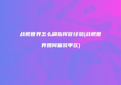 战舰世界怎么刷指挥官经验(战舰世界如何瞄装甲区)