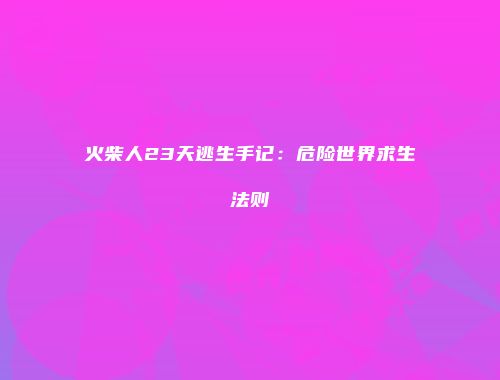 火柴人23天逃生手记：危险世界求生法则