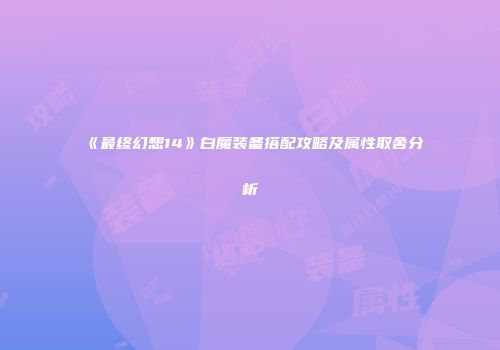 《最终幻想14》白魔装备搭配攻略及属性取舍分析