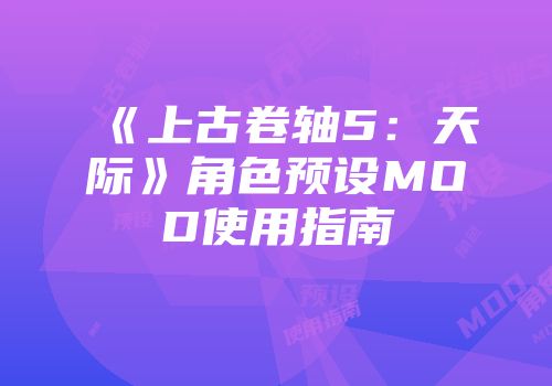 《上古卷轴5：天际》角色预设MOD使用指南