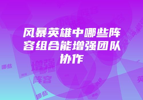 风暴英雄中哪些阵容组合能增强团队协作
