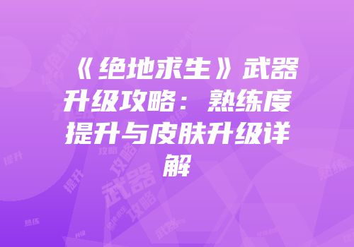 《绝地求生》武器升级攻略：熟练度提升与皮肤升级详解