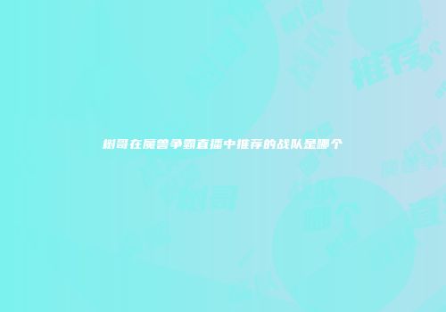 树哥在魔兽争霸直播中推荐的战队是哪个