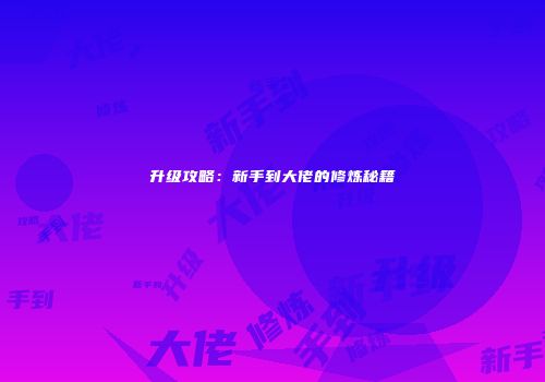 升级攻略：新手到大佬的修炼秘籍