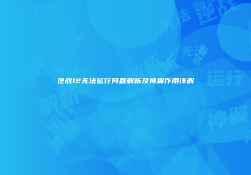 逆战12无法运行问题解析及神翼作用详解