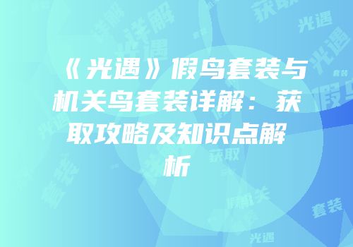 《光遇》假鸟套装与机关鸟套装详解：获取攻略及知识点解析