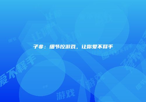 子非：细节控游戏，让你爱不释手
