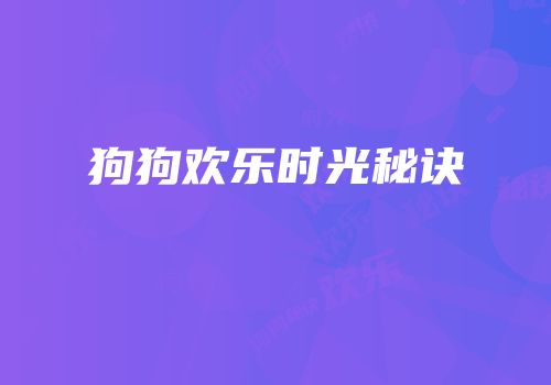 狗狗欢乐时光秘诀