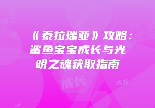 《泰拉瑞亚》攻略：鲨鱼宝宝成长与光明之魂获取指南