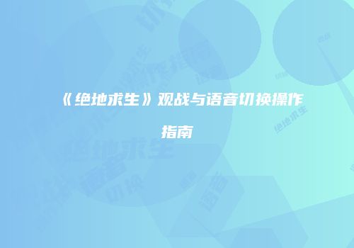 《绝地求生》观战与语音切换操作指南